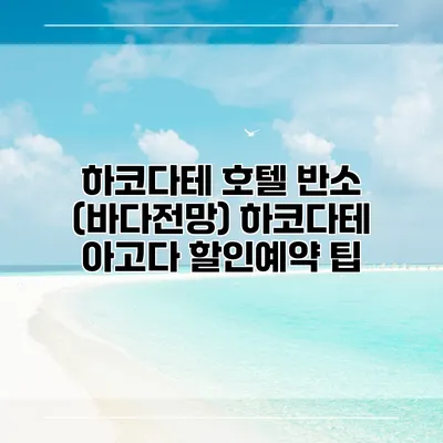 하코다테 호텔 반소 (바다전망) 하코다테 아고다 할인예약 팁
