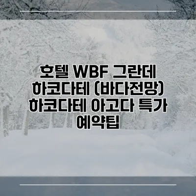 호텔 WBF 그란데 하코다테 (바다전망) 하코다테 아고다 특가 예약팁
