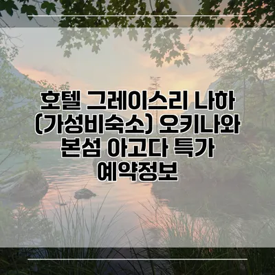 호텔 그레이스리 나하 (가성비숙소) 오키나와 본섬 아고다 특가 예약정보