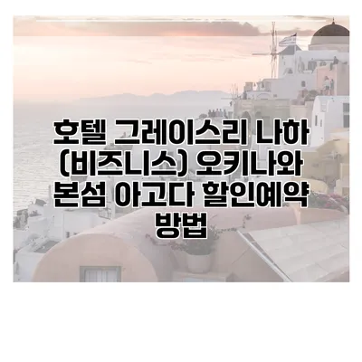 호텔 그레이스리 나하 (비즈니스) 오키나와 본섬 아고다 할인예약 방법