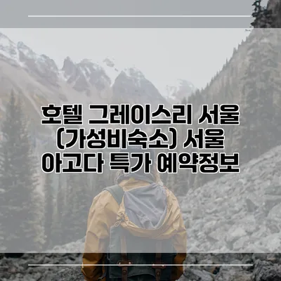 호텔 그레이스리 서울 (가성비숙소) 서울 아고다 특가 예약정보
