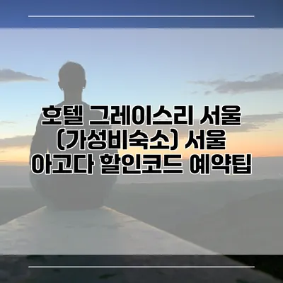 호텔 그레이스리 서울 (가성비숙소) 서울 아고다 할인코드 예약팁