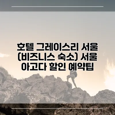 호텔 그레이스리 서울 (비즈니스 숙소) 서울 아고다 할인 예약팁
