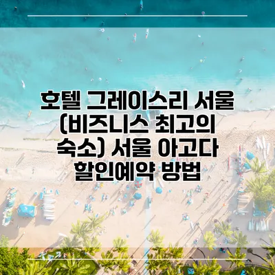호텔 그레이스리 서울 (비즈니스 최고의 숙소) 서울 아고다 할인예약 방법
