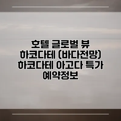 호텔 글로벌 뷰 하코다테 (바다전망) 하코다테 아고다 특가 예약정보