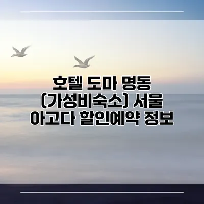 호텔 도마 명동 (가성비숙소) 서울 아고다 할인예약 정보