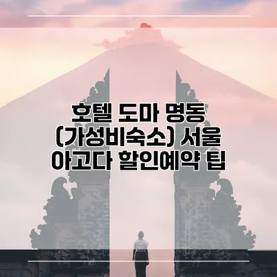 호텔 도마 명동 (가성비숙소) 서울 아고다 할인예약 팁