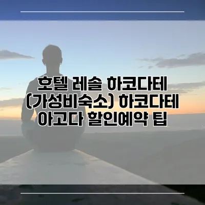 호텔 레솔 하코다테 (가성비숙소) 하코다테 아고다 할인예약 팁