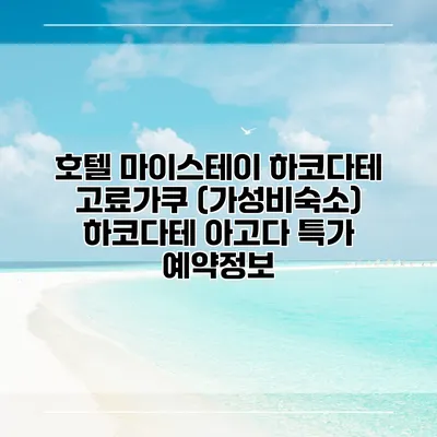 호텔 마이스테이 하코다테 고료가쿠 (가성비숙소) 하코다테 아고다 특가 예약정보