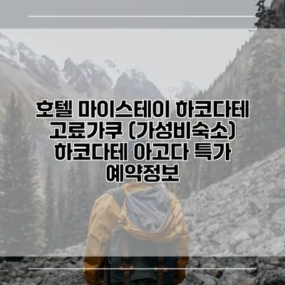 호텔 마이스테이 하코다테 고료가쿠 (가성비숙소) 하코다테 아고다 특가 예약정보