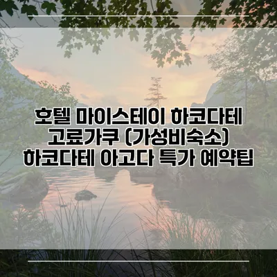 호텔 마이스테이 하코다테 고료가쿠 (가성비숙소) 하코다테 아고다 특가 예약팁