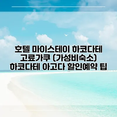 호텔 마이스테이 하코다테 고료가쿠 (가성비숙소) 하코다테 아고다 할인예약 팁