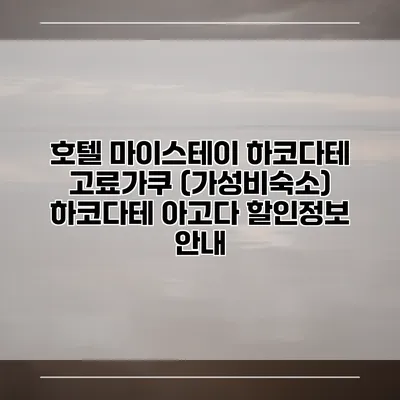 호텔 마이스테이 하코다테 고료가쿠 (가성비숙소) 하코다테 아고다 할인정보 안내