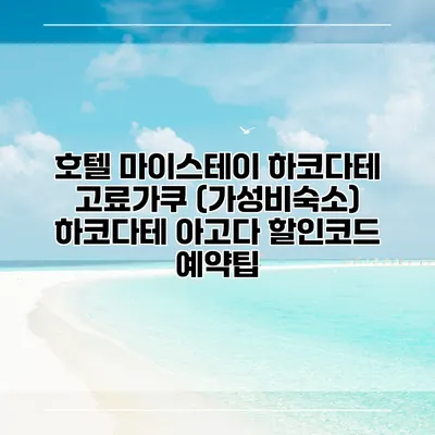 호텔 마이스테이 하코다테 고료가쿠 (가성비숙소) 하코다테 아고다 할인코드 예약팁