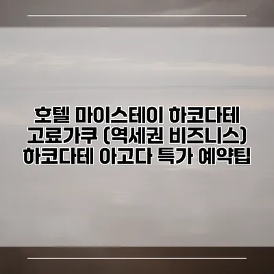 호텔 마이스테이 하코다테 고료가쿠 (역세권 비즈니스) 하코다테 아고다 특가 예약팁