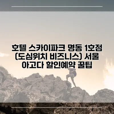 호텔 스카이파크 명동 1호점 (도심위치 비즈니스) 서울 아고다 할인예약 꿀팁