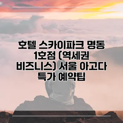 호텔 스카이파크 명동 1호점 (역세권 비즈니스) 서울 아고다 특가 예약팁