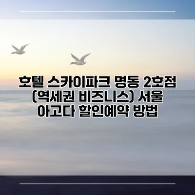 호텔 스카이파크 명동 2호점 (역세권 비즈니스) 서울 아고다 할인예약 방법