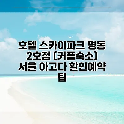 호텔 스카이파크 명동 2호점 (커플숙소) 서울 아고다 할인예약 팁