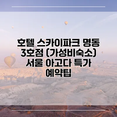 호텔 스카이파크 명동 3호점 (가성비숙소) 서울 아고다 특가 예약팁