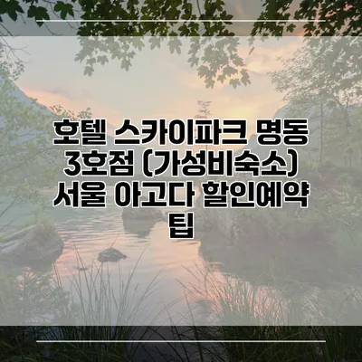 호텔 스카이파크 명동 3호점 (가성비숙소) 서울 아고다 할인예약 팁