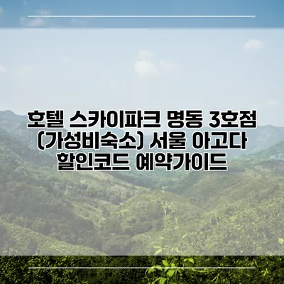 호텔 스카이파크 명동 3호점 (가성비숙소) 서울 아고다 할인코드 예약가이드