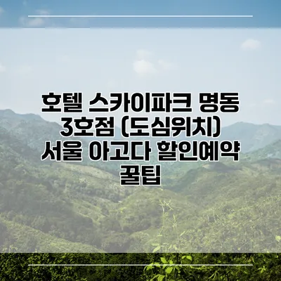 호텔 스카이파크 명동 3호점 (도심위치) 서울 아고다 할인예약 꿀팁
