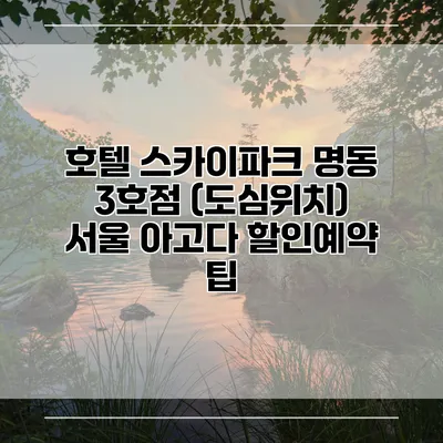 호텔 스카이파크 명동 3호점 (도심위치) 서울 아고다 할인예약 팁
