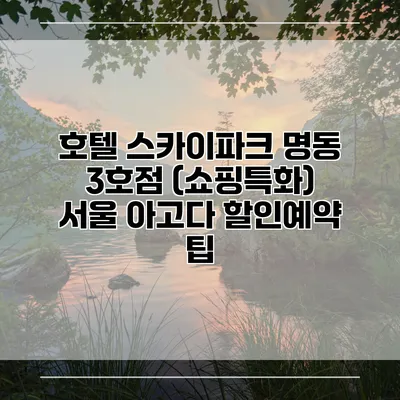 호텔 스카이파크 명동 3호점 (쇼핑특화) 서울 아고다 할인예약 팁