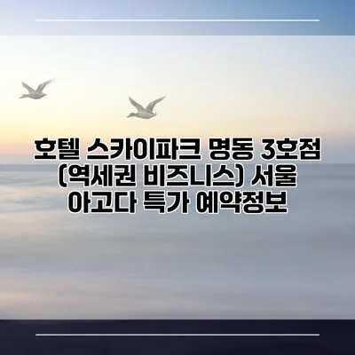호텔 스카이파크 명동 3호점 (역세권 비즈니스) 서울 아고다 특가 예약정보