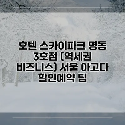 호텔 스카이파크 명동 3호점 (역세권 비즈니스) 서울 아고다 할인예약 팁