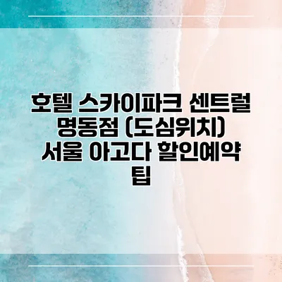 호텔 스카이파크 센트럴 명동점 (도심위치) 서울 아고다 할인예약 팁