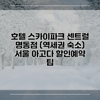 호텔 스카이파크 센트럴 명동점 (역세권 숙소) 서울 아고다 할인예약 팁