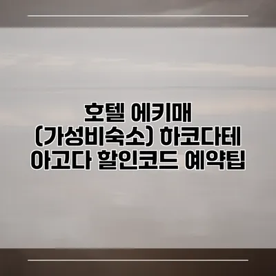 호텔 에키매 (가성비숙소) 하코다테 아고다 할인코드 예약팁