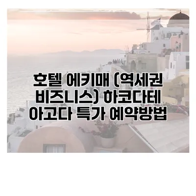 호텔 에키매 (역세권 비즈니스) 하코다테 아고다 특가 예약방법