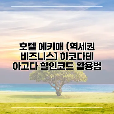 호텔 에키매 (역세권 비즈니스) 하코다테 아고다 할인코드 활용법