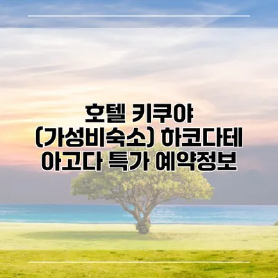 호텔 키쿠야 (가성비숙소) 하코다테 아고다 특가 예약정보