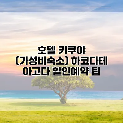 호텔 키쿠야 (가성비숙소) 하코다테 아고다 할인예약 팁