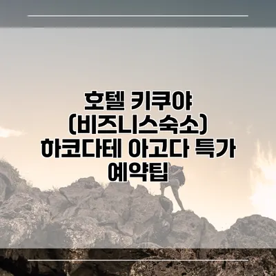 호텔 키쿠야 (비즈니스숙소) 하코다테 아고다 특가 예약팁