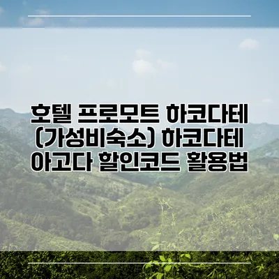 호텔 프로모트 하코다테 (가성비숙소) 하코다테 아고다 할인코드 활용법