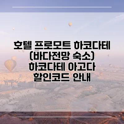 호텔 프로모트 하코다테 (바다전망 숙소) 하코다테 아고다 할인코드 안내