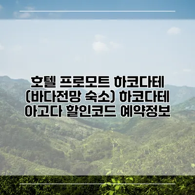 호텔 프로모트 하코다테 (바다전망 숙소) 하코다테 아고다 할인코드 예약정보