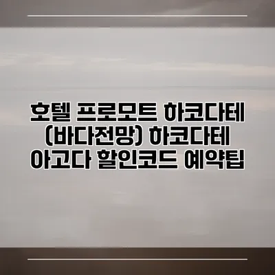 호텔 프로모트 하코다테 (바다전망) 하코다테 아고다 할인코드 예약팁