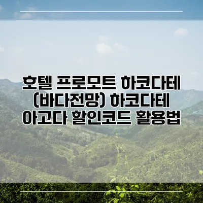호텔 프로모트 하코다테 (바다전망) 하코다테 아고다 할인코드 활용법