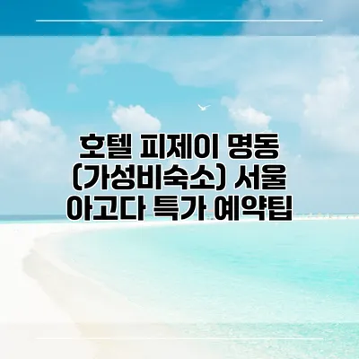 호텔 피제이 명동 (가성비숙소) 서울 아고다 특가 예약팁