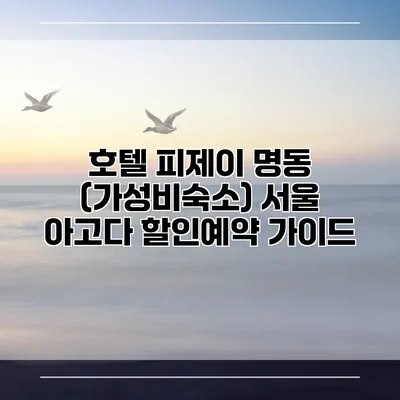 호텔 피제이 명동 (가성비숙소) 서울 아고다 할인예약 가이드