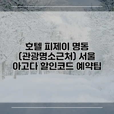 호텔 피제이 명동 (관광명소근처) 서울 아고다 할인코드 예약팁