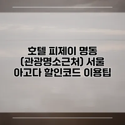 호텔 피제이 명동 (관광명소근처) 서울 아고다 할인코드 이용팁