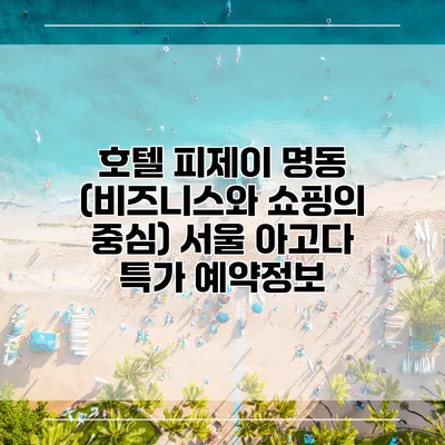 호텔 피제이 명동 (비즈니스와 쇼핑의 중심) 서울 아고다 특가 예약정보